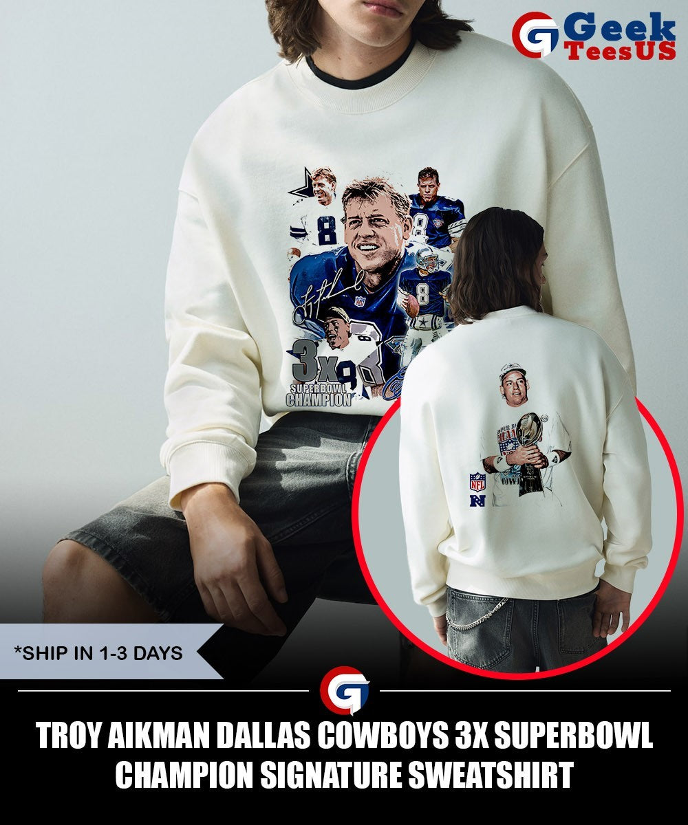 Troy Aikman Dallas Cowboys 3X Superbowl Champion signature shirt