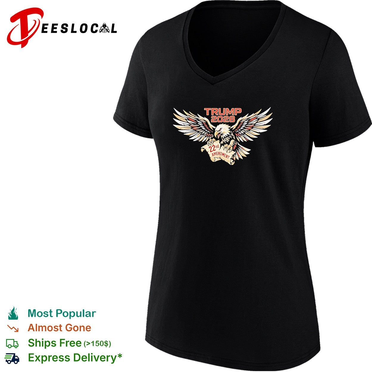 Trump 2028 22nd Amendment Eagle US Constitution shirt