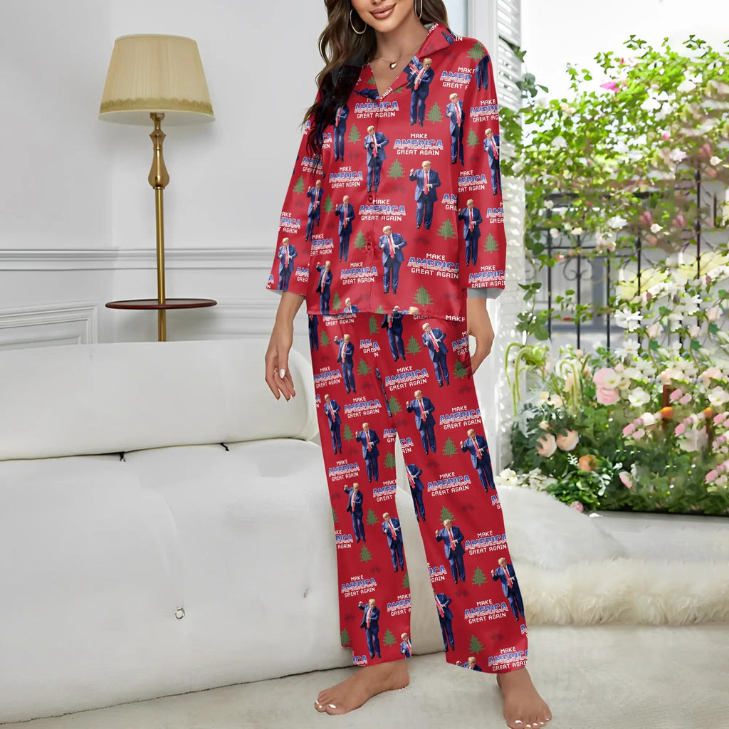 Trump Dancing Make American Great Again Christmas Pajamas Set
