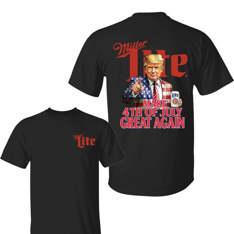 Trump Make 4th of July Great Again With Miler Lite Beer Shirt, Trum Patriotic Shirts, Independence Day, For Men, For...