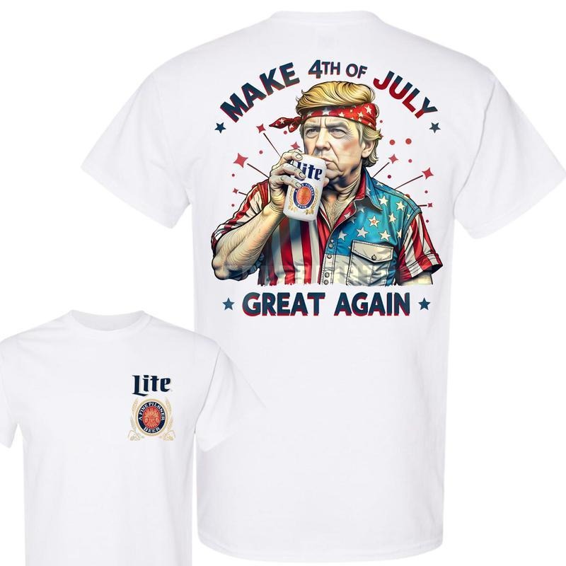 Trump With Miler Lite Beer Independence Day Shirt, Trump Make 4th Of July Great Again Shirt, Gift For Trump Supporters,...
