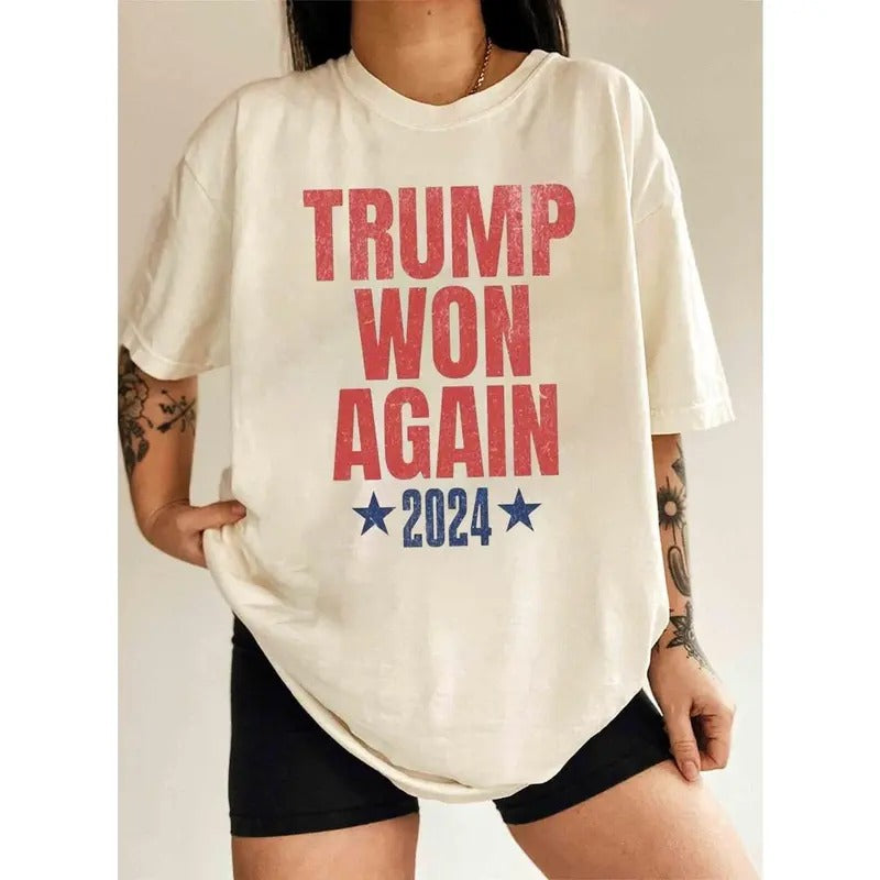 Trump Won Again Shirt, Trump Vance 2024 Shirt, Trump Won Shirt, Patriotic Shirt Hoodie Sweatshirt | HappyPodTees.com