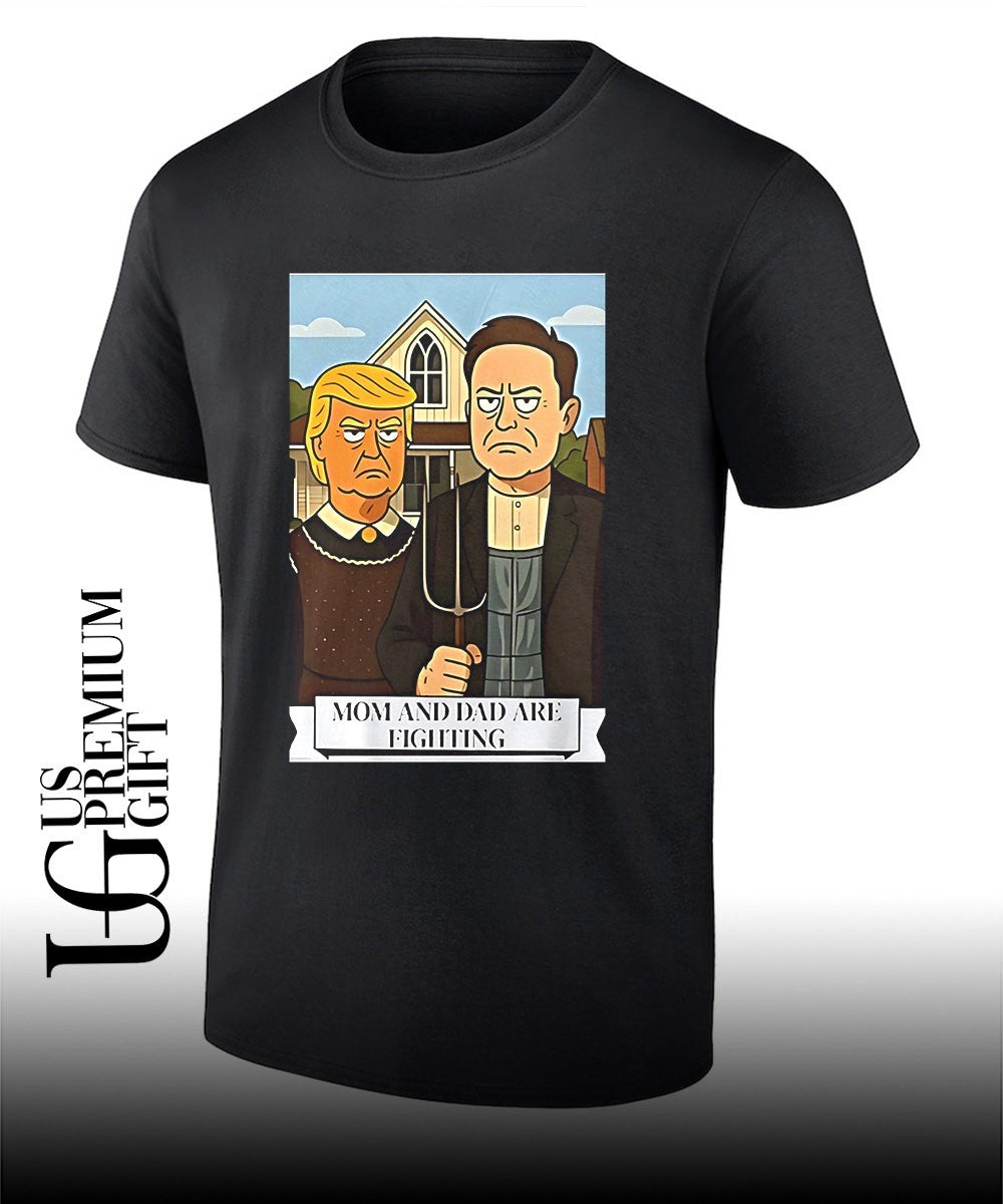 Trump and Elon Musk Mom and Dad are fighting cartoon shirt