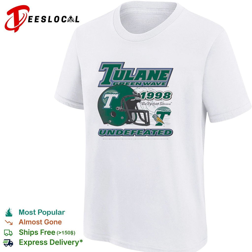 Tulane Green Wave 1998 undefeated perfect season helmet pelican mascot shirt