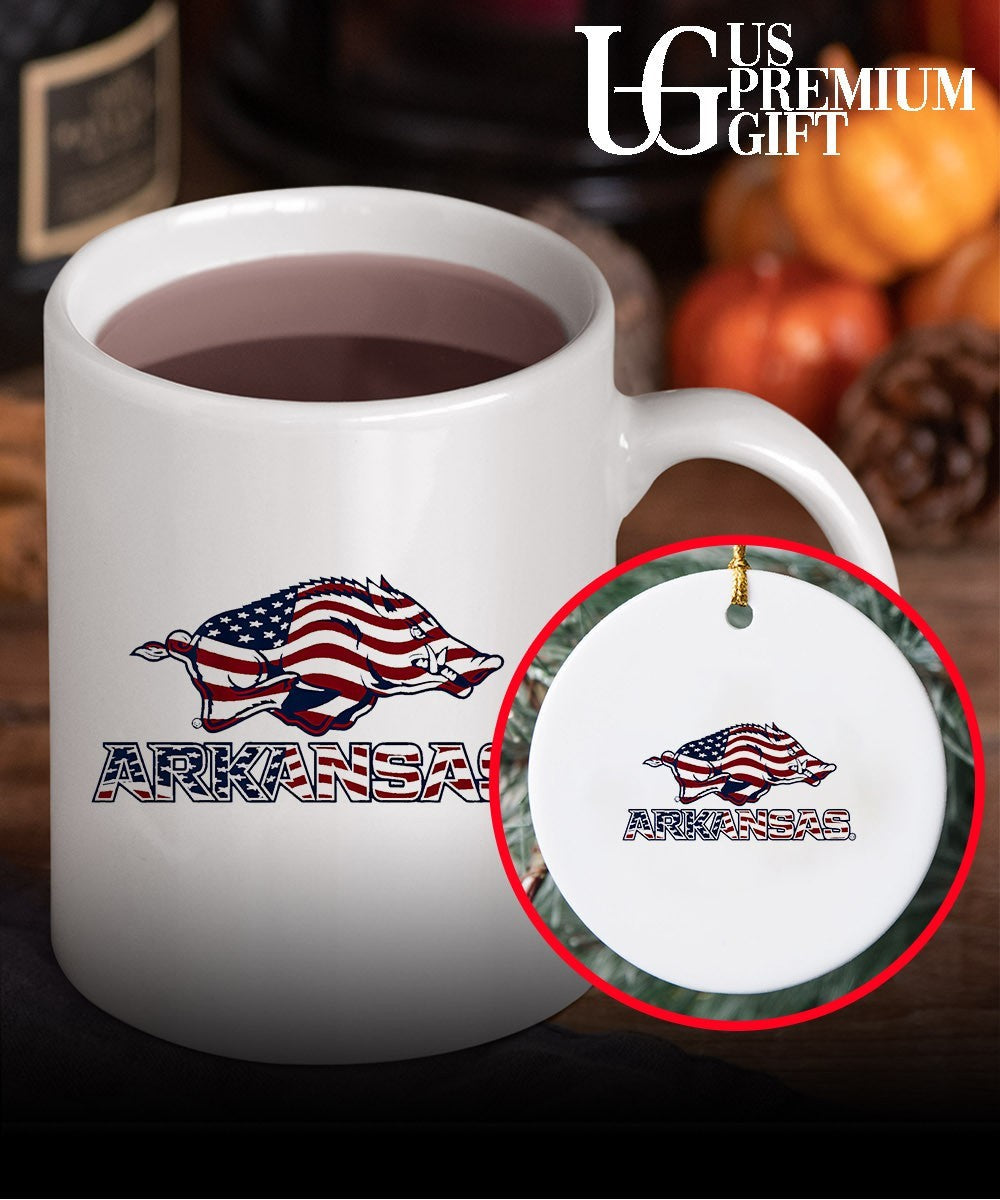 Tusk Arkansas Razorbacks Patriotic Marks logo stack shirt