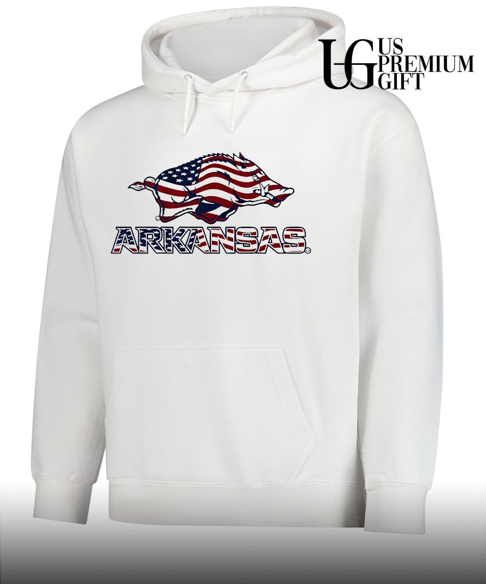 Tusk Arkansas Razorbacks Patriotic Marks logo stack shirt