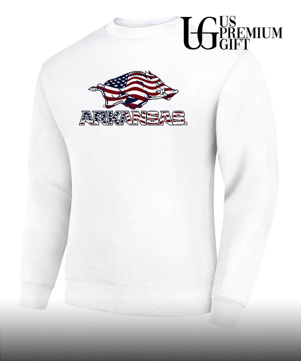 Tusk Arkansas Razorbacks Patriotic Marks logo stack shirt