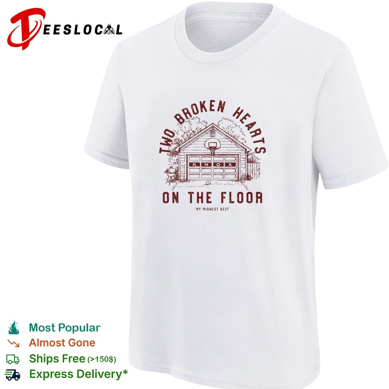 Two broken hearts on the floor Knox garage basketball hoop and grill midwest shirt