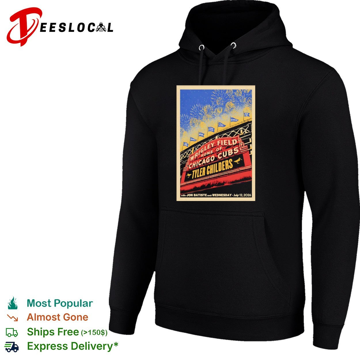 Tyler Childers Wrigley Field Chicago Cubs fireworks concert poster 2026 shirt