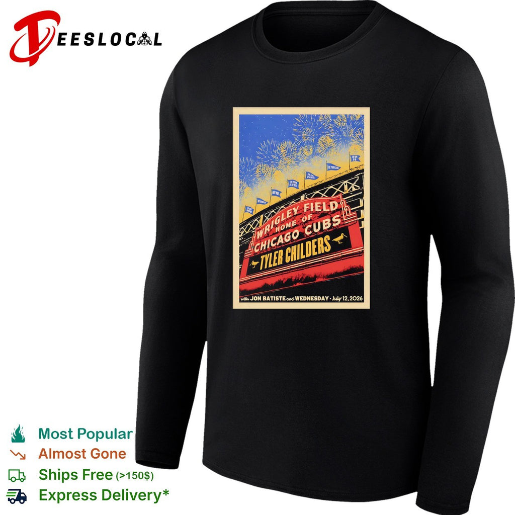 Tyler Childers Wrigley Field Chicago Cubs fireworks concert poster 2026 shirt