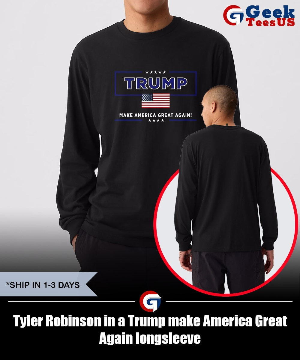 Tyler Robinson in a Trump make America Great Again shirt