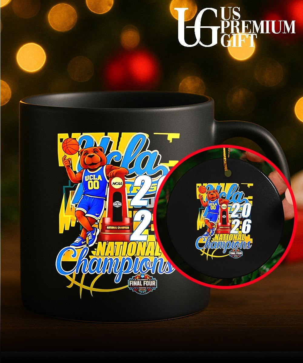 UCLA Bruins 2026 National Champions mascot trophy graphic shirt