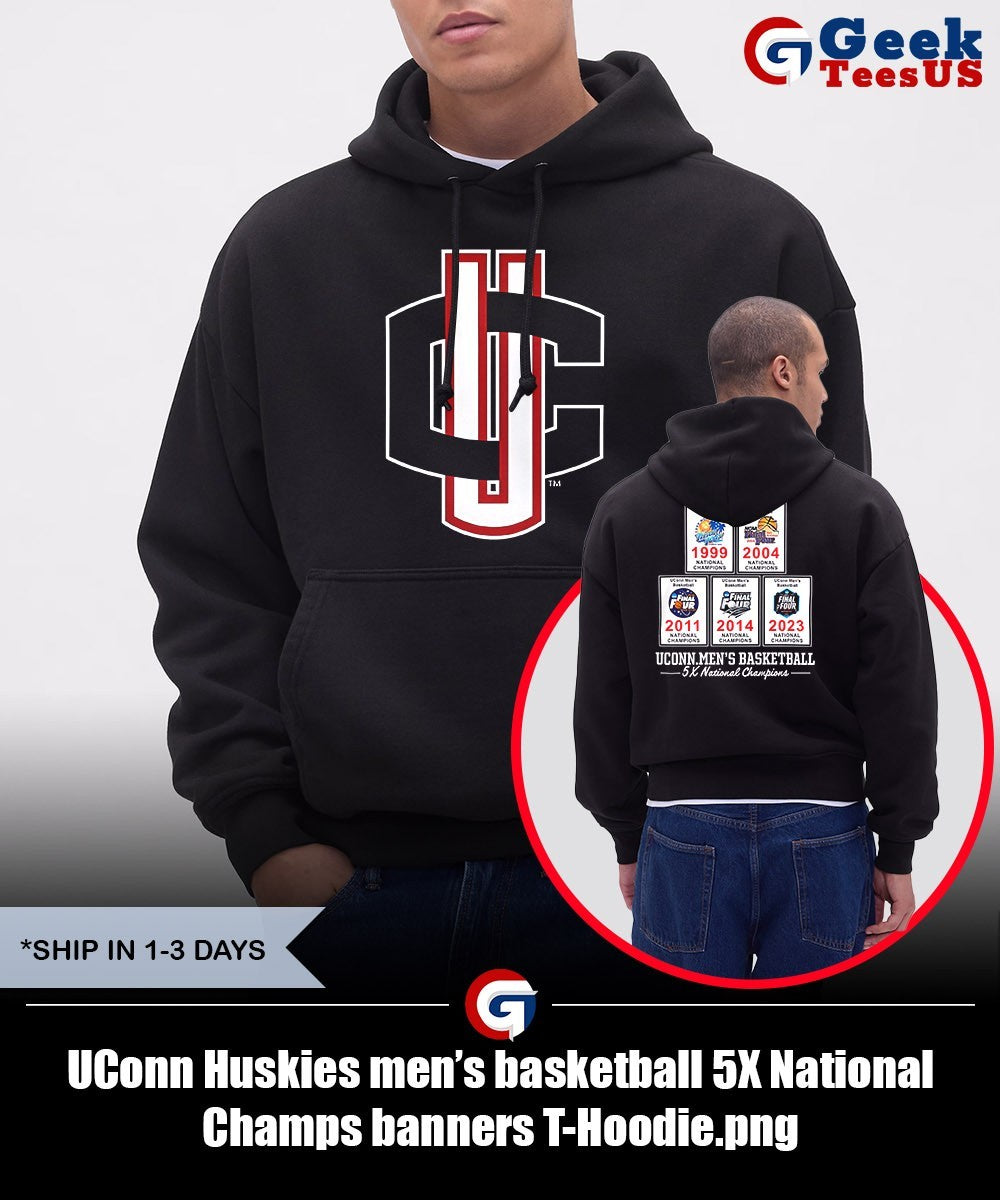 UConn Huskies men’s basketball 5X National Champs banners T-shirt