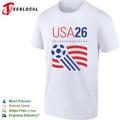 USA 26 Soccer Tournament Patriotic Stripes and Sports Ball shirt