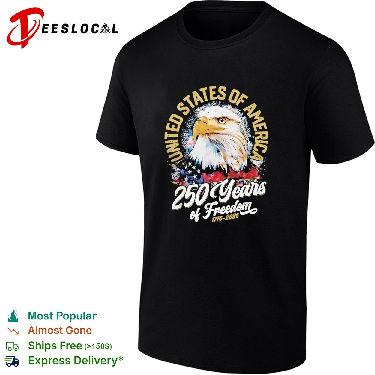 United States of America 250 Years of Freedom 1776 2026 Bald Eagle patriotic shirt