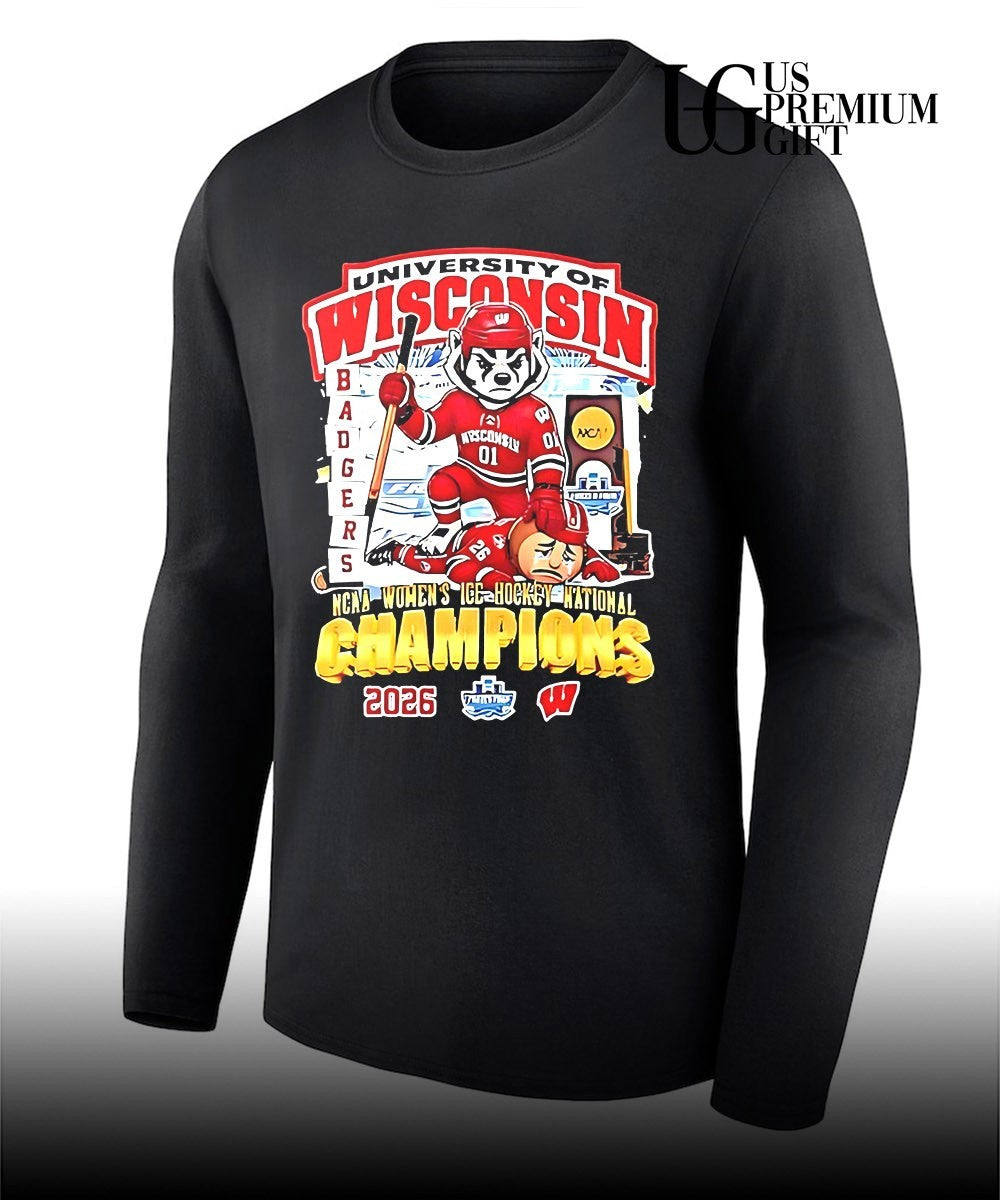 University Of Wisconsin Badgers NCAA Women’s Ice Hockey National Champions 2026 mascot shirt