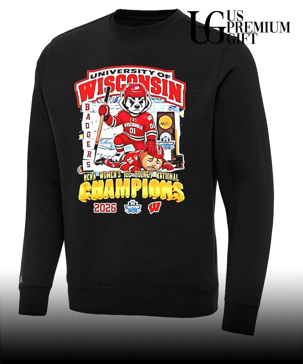 University Of Wisconsin Badgers NCAA Women’s Ice Hockey National Champions 2026 mascot shirt