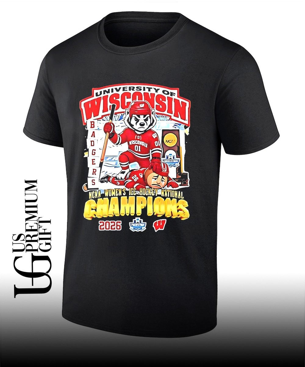 University Of Wisconsin Badgers NCAA Women’s Ice Hockey National Champions 2026 mascot shirt
