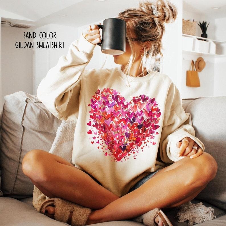 Valentine Heart Sweatshirt , Heart Valentines Day Shirt for Women, Valentine Shirts, Valentines Day Gift, For Men, For Women