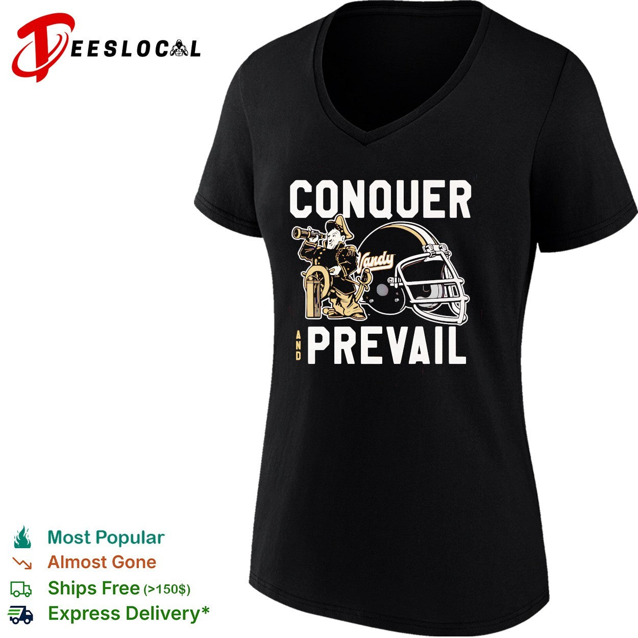Vanderbilt Commodores conquer and prevail pirate mascot with helmet shirt