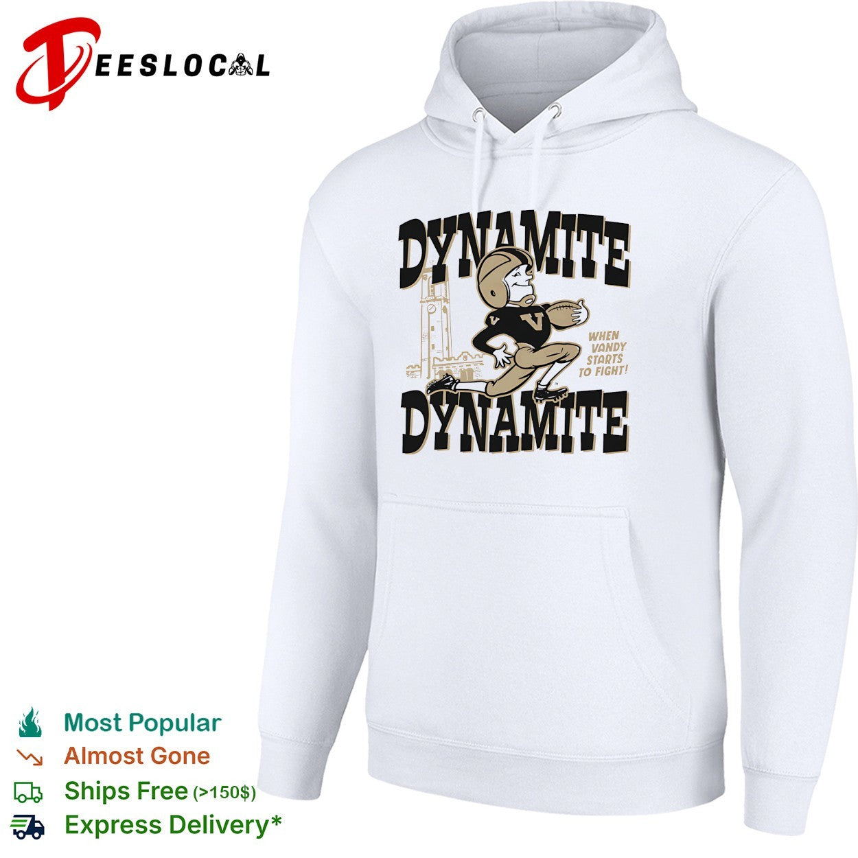Vanderbilt Commodores dynamite mascot running with football fight song shirt