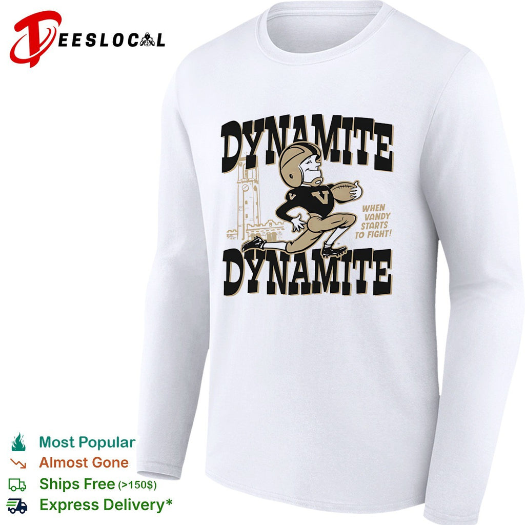 Vanderbilt Commodores dynamite mascot running with football fight song shirt