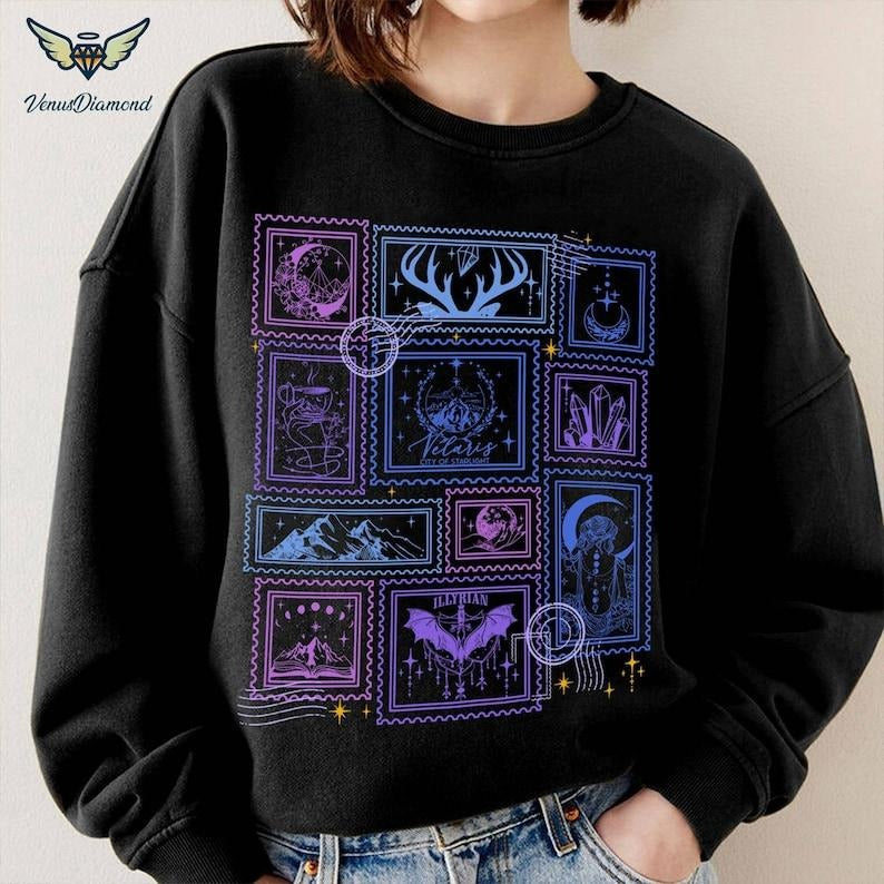 Velaris Stamps Art Sweatshirt, Velaris City Of Starlight, The Night Court Shirt,SJM Merch Shirt, City of Starlight...
