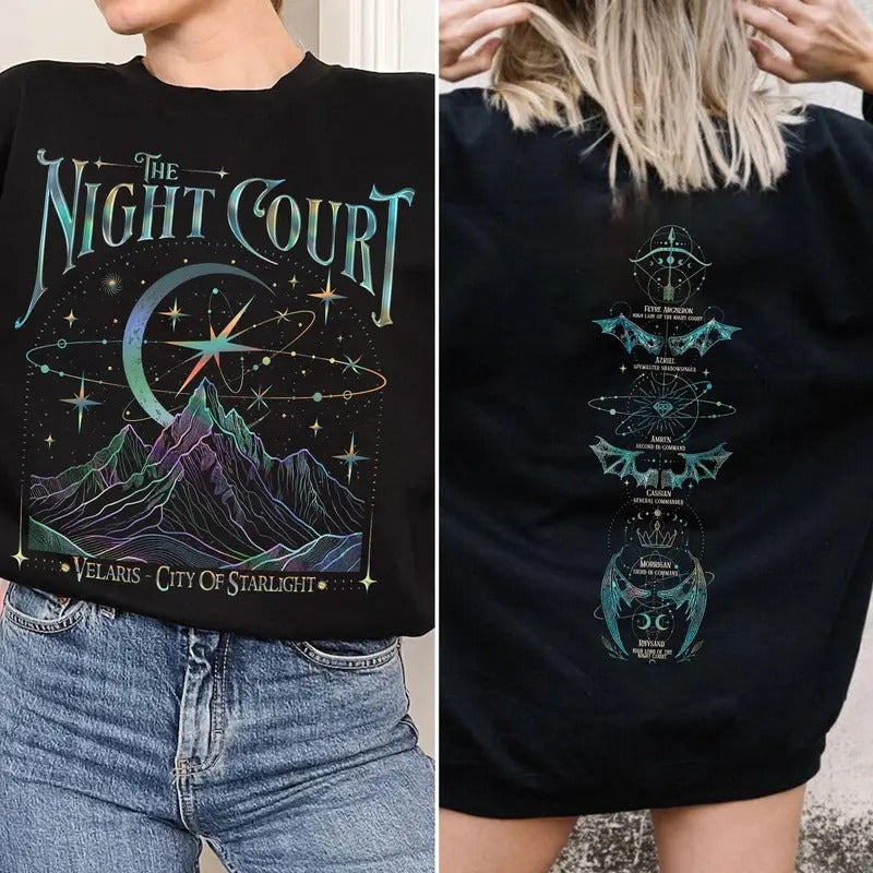 Velaris The Night Court Acotar 2 Sided Sweatshirt , Velaris The Night Court Sweatshirt , Court Of Dreams, Inner Circle...