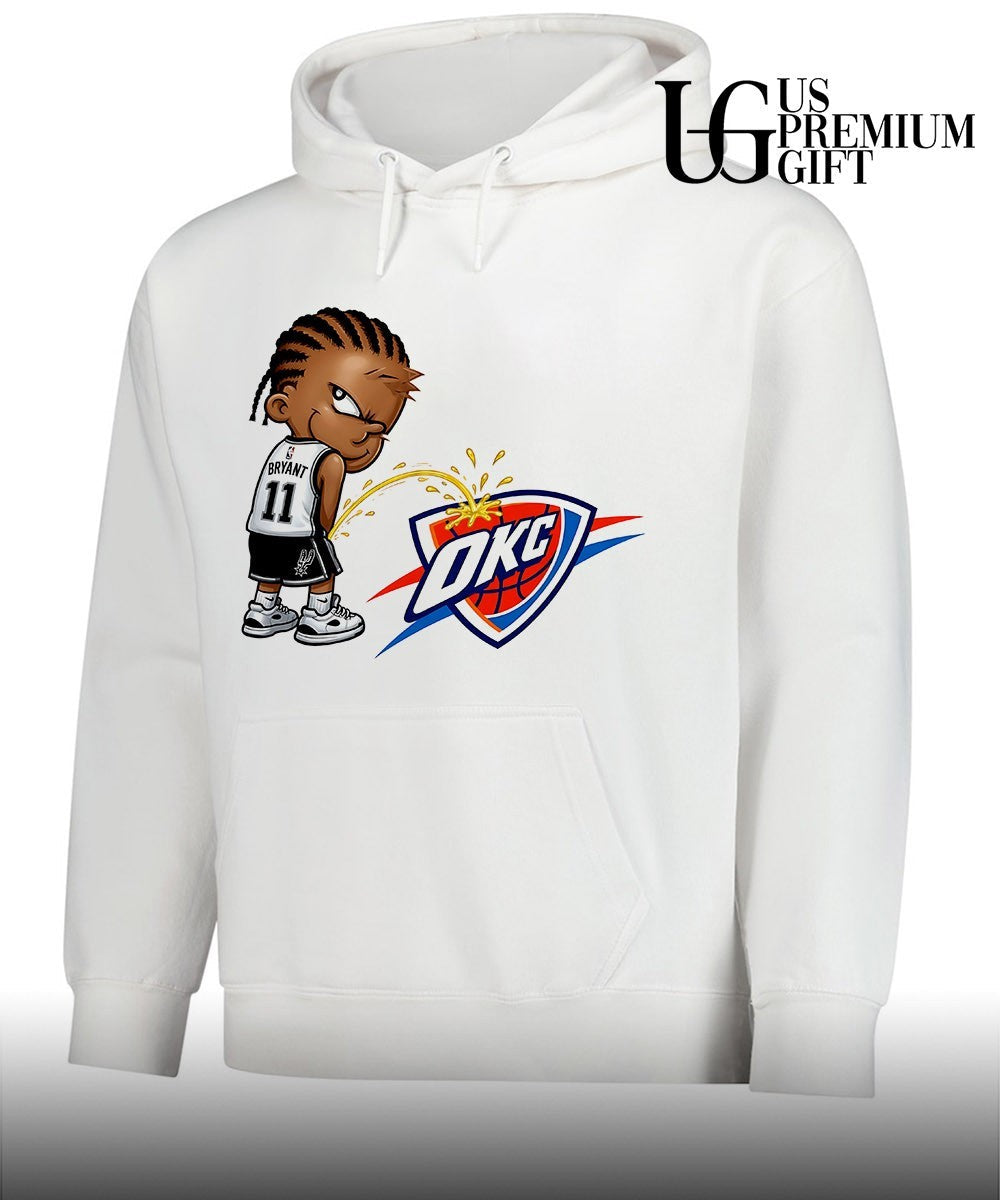 Victor Wembanyama San Antonio Spurs peeing on Oklahoma City Thunder logo shirt