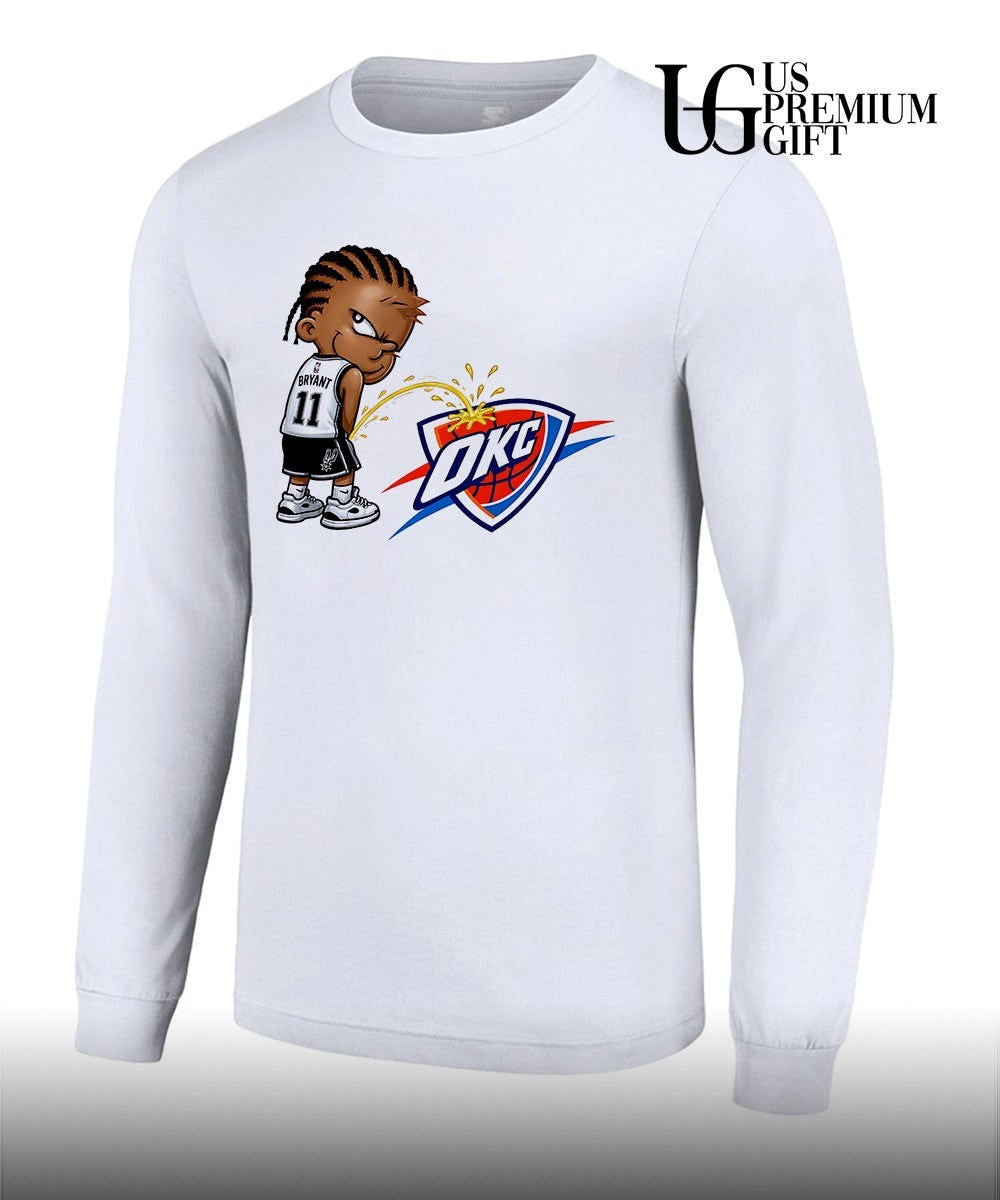 Victor Wembanyama San Antonio Spurs peeing on Oklahoma City Thunder logo shirt