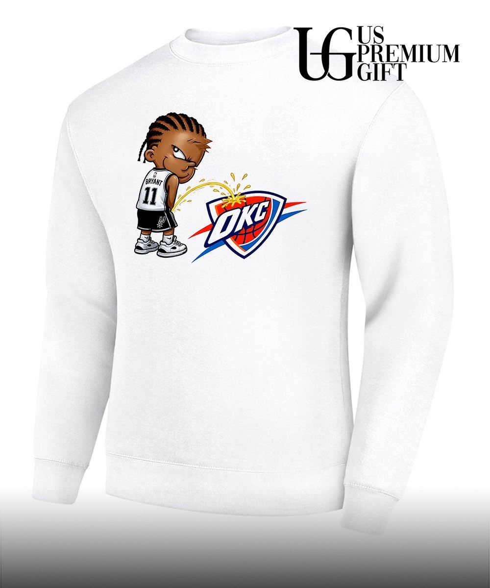 Victor Wembanyama San Antonio Spurs peeing on Oklahoma City Thunder logo shirt