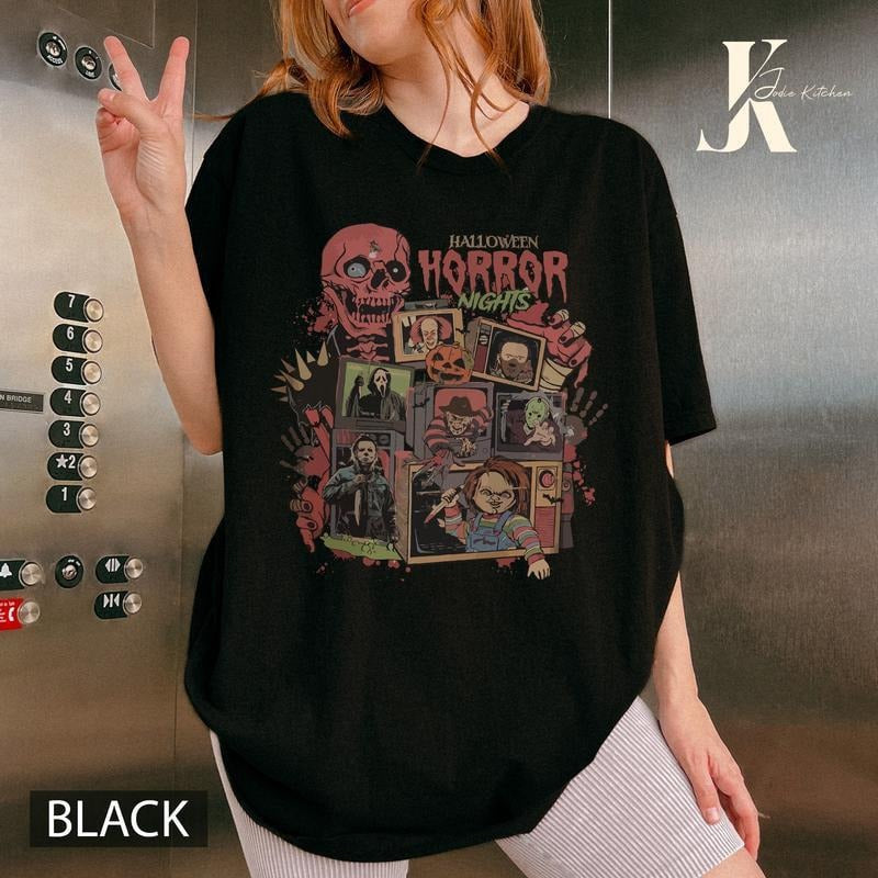 Vintage 90s Halloween Movies Comfort Colors Shirt, Horror Night Shirt, Horror Movies Characters Shirt, Halloween Comfort...