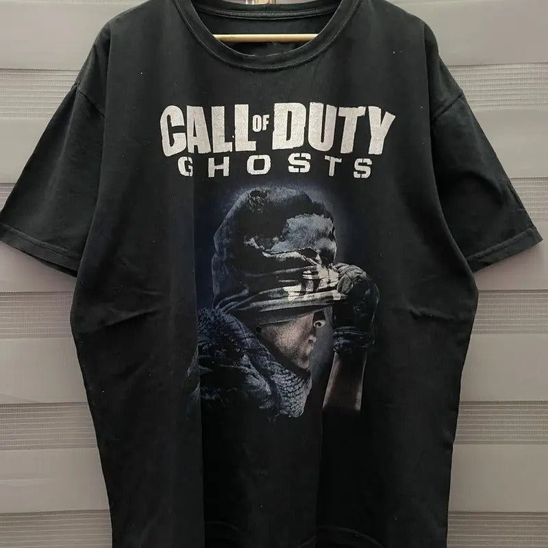 Vintage Call Of Duty Ghost Video Game Promo T Shirts Size T-Shirt Cotton Menswear Cotton Menswear Top Decoration Unisex Print