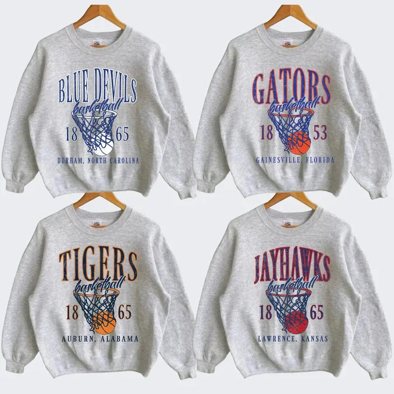 Vintage College Final Four Basketball Sweatshirt, Vintage Sweatshirt All Teams Basketball, Florida Gators, Duke Blue...