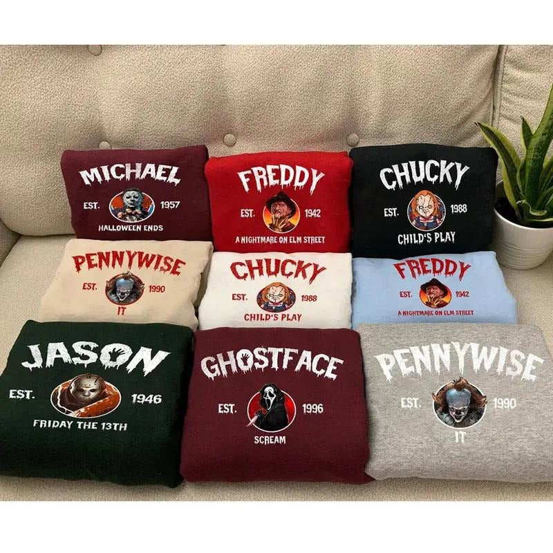 Vintage Halloween Characters Sweatshirt, Halloween Movie Fan Gift, Characters Movie Crewneck, Fall Season, Vintage Horror...