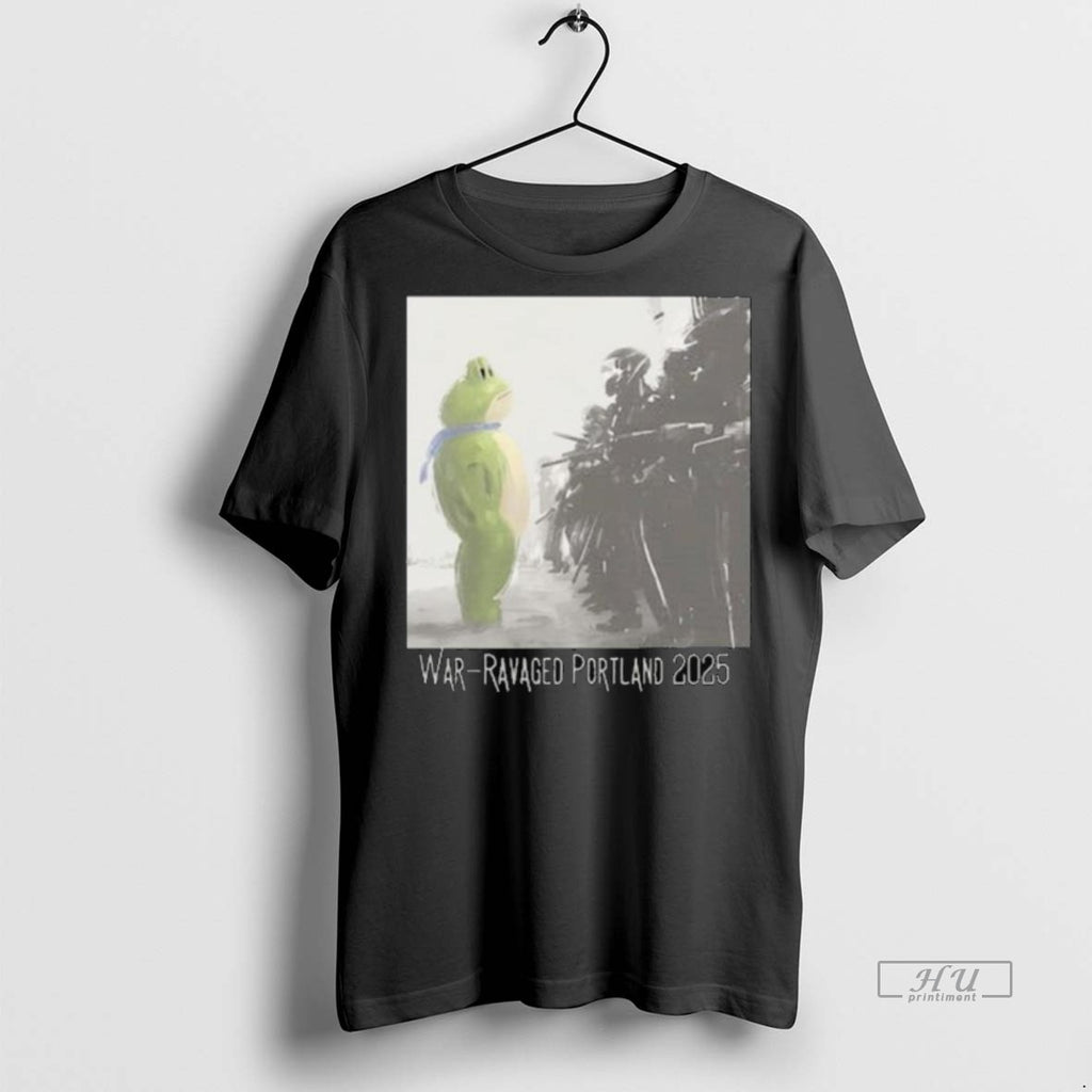 Viral Portland Frog Anti Ice War Ravaged Portland 2025 Long Sleve Tee Shirt Sweater