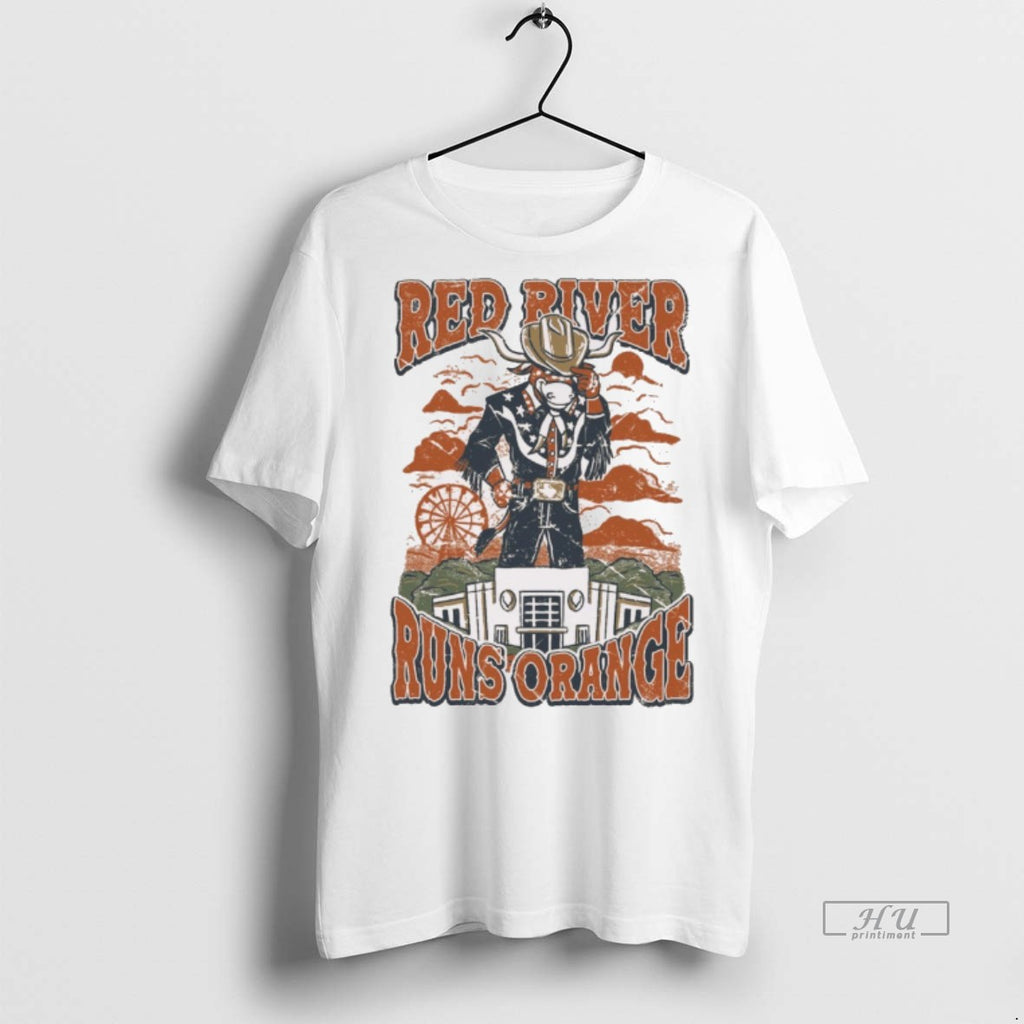 Viral Texas Longhorns River Runs Orange Mascot Painting T Tee Shirt Sweater