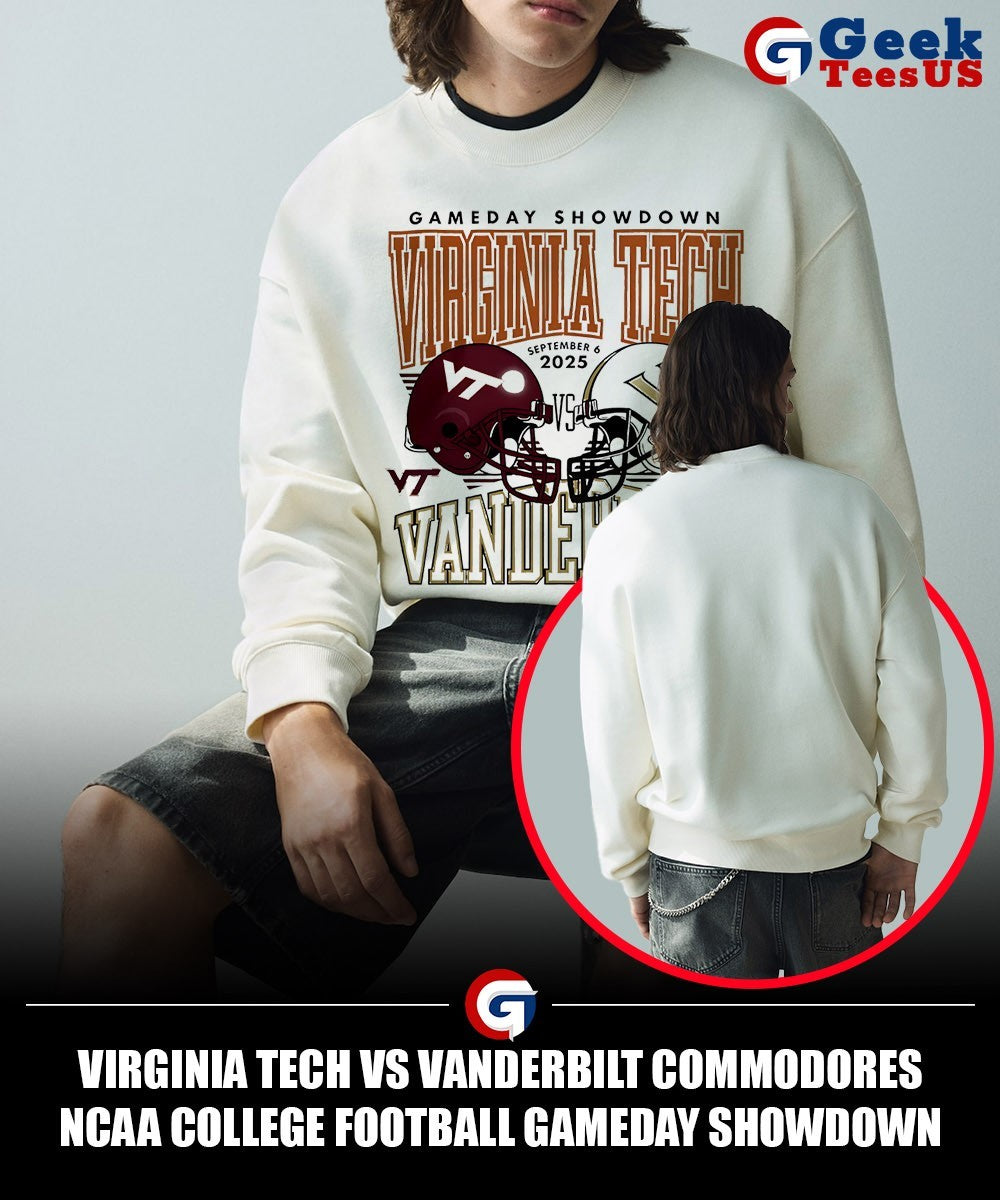 Virginia Tech vs Vanderbilt Commodores NCAA College Football Gameday Showdown 2025 helmet shirt