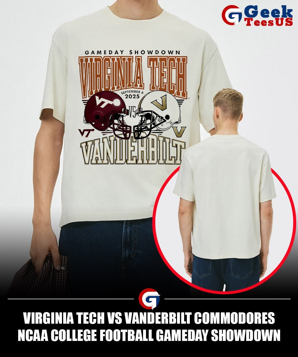 Virginia Tech vs Vanderbilt Commodores NCAA College Football Gameday Showdown 2025 helmet shirt