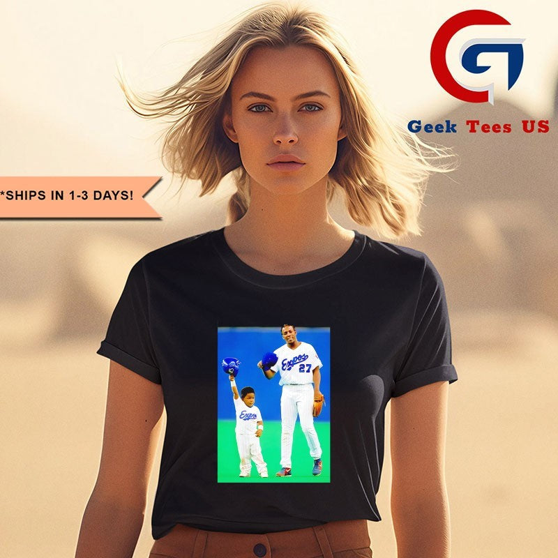 Vladimir Guerrero Sr with his son Vladimir Guerrero Jr Toronto Blue Jays baseball shirt