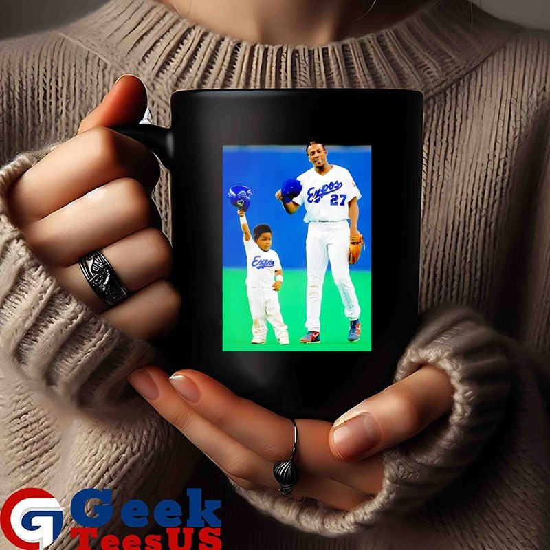 Vladimir Guerrero Sr with his son Vladimir Guerrero Jr Toronto Blue Jays baseball shirt