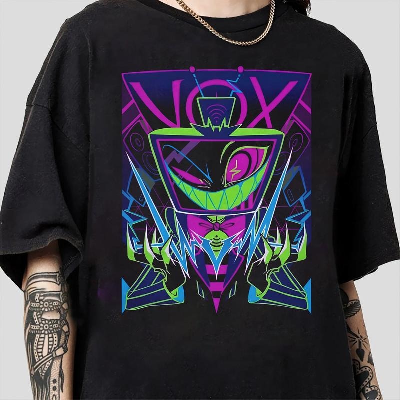 Vox T-Shirt, Hazbin Hotel Characters, Hazbin Hotel T-Shirt, Hazbin Hotel Cartoon , Birthday Gift for fan, Helluva Boss-3...
