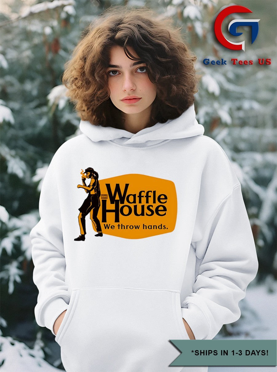 Waffle House We Throw Hands Cracker Barrel logo shirt
