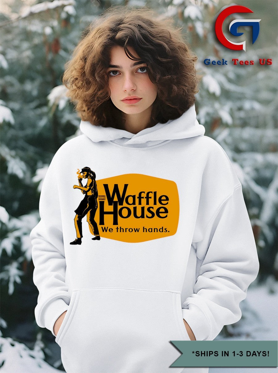 Waffle House we throw hands Cracker Barrel logo T-shirt