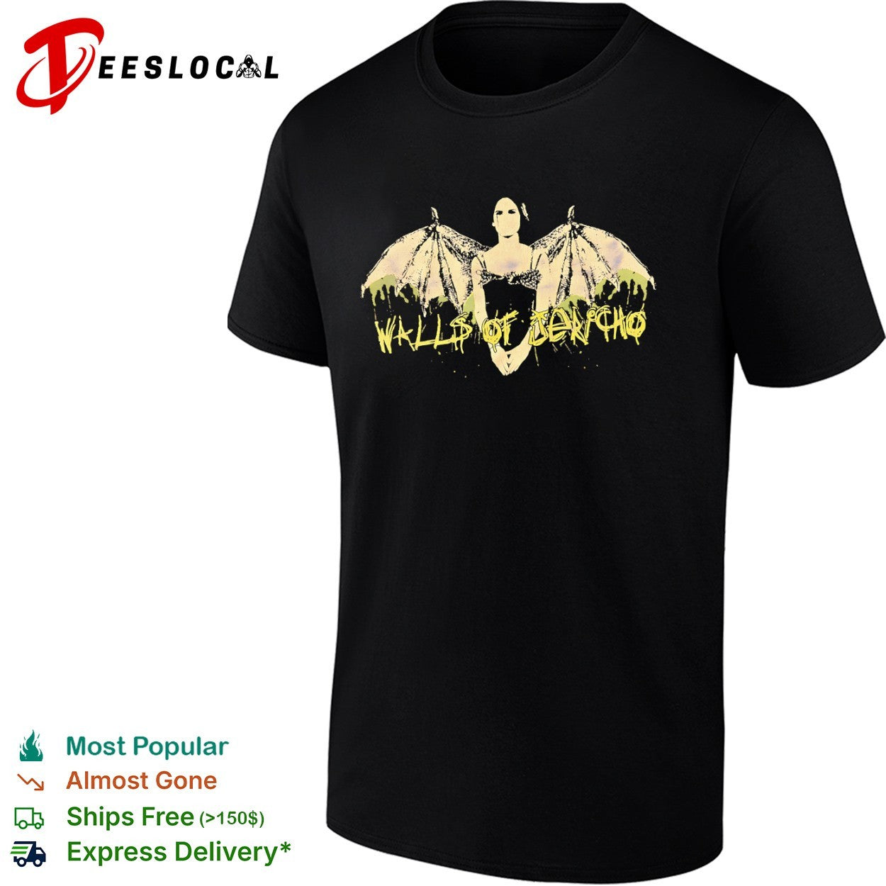 Walls of Jericho Winged Woman Band Hardcore shirt