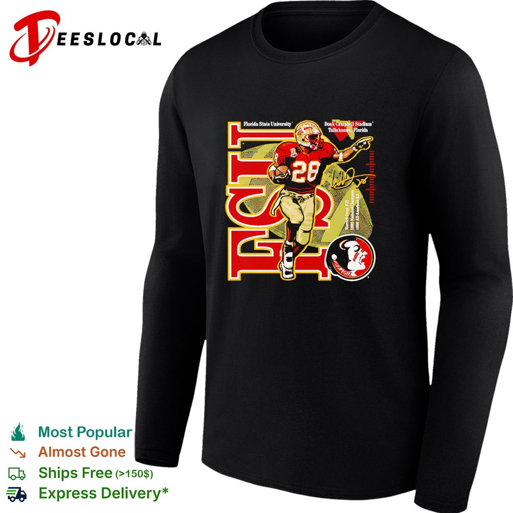 Warrick Dunn Florida State Seminoles running back number 28 signature shirt