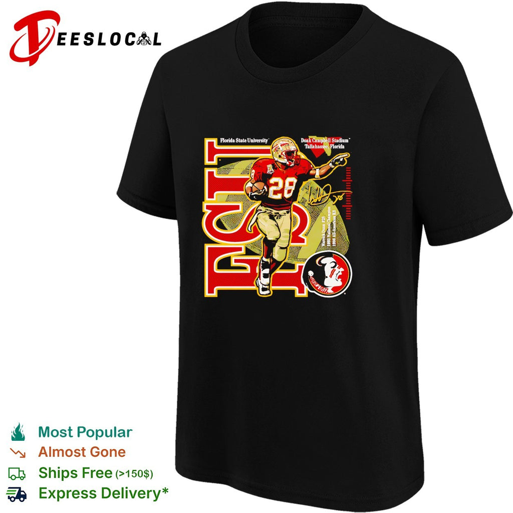 Warrick Dunn Florida State Seminoles running back number 28 signature shirt