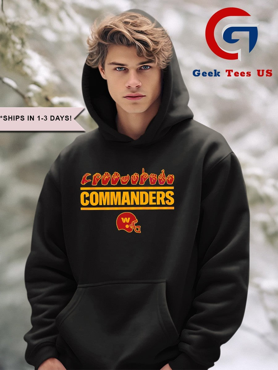 Washington Commanders homage youth love sign helmet shirt