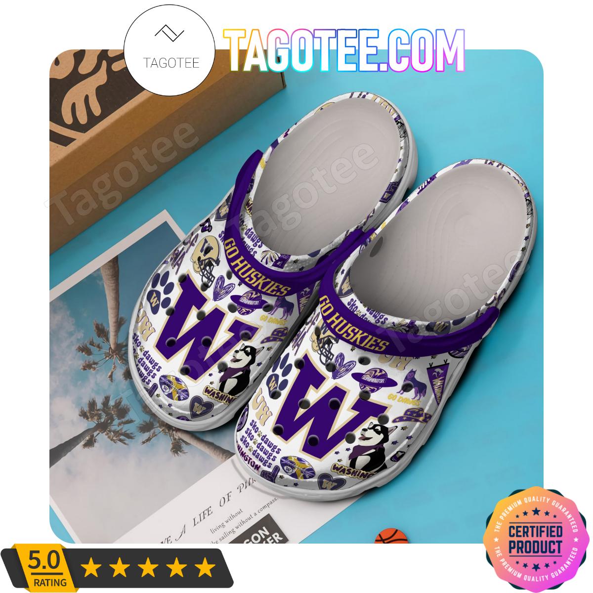 Washington Huskies Go Huskies Football Crocs Clogs