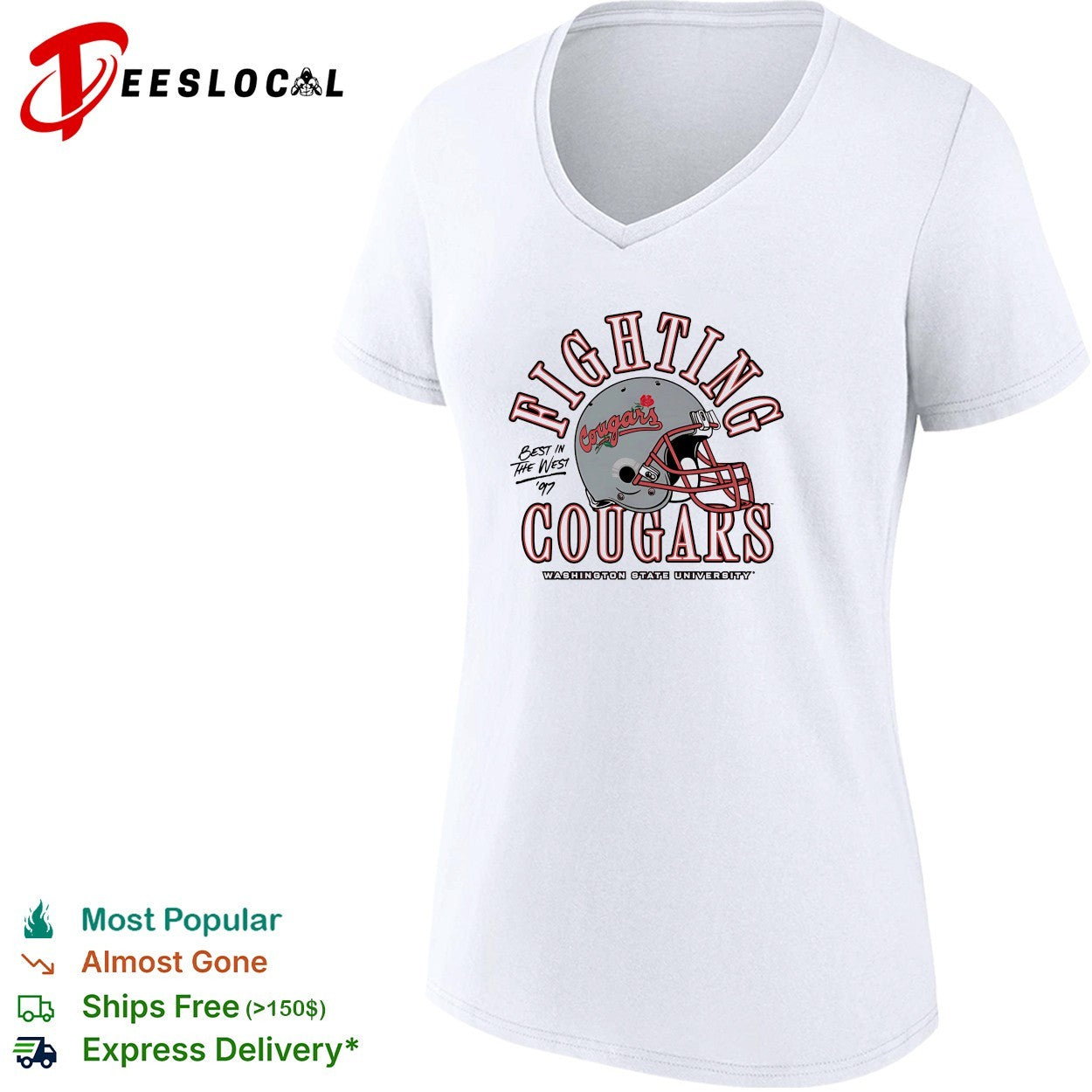 Washington State Cougars fighting cougars helmet best in the west 1997 shirt